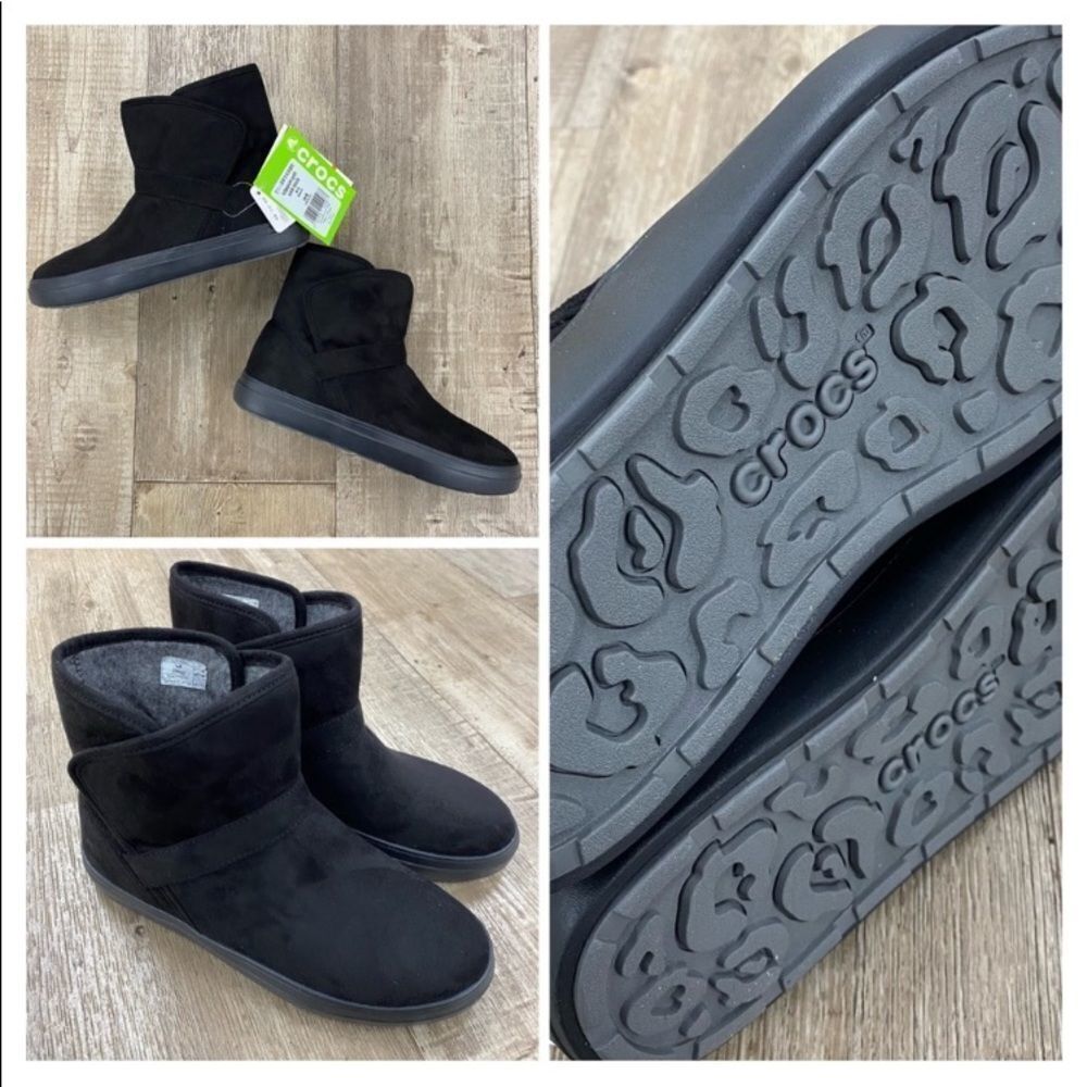 Crocs Black Lodgepoint Synth Suede Booties